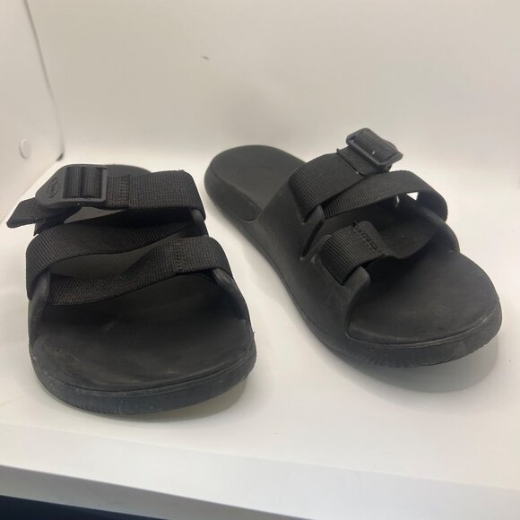 Chaco Black Slide Sandals With Adjustable Straps 9 - Picture 2 of 9